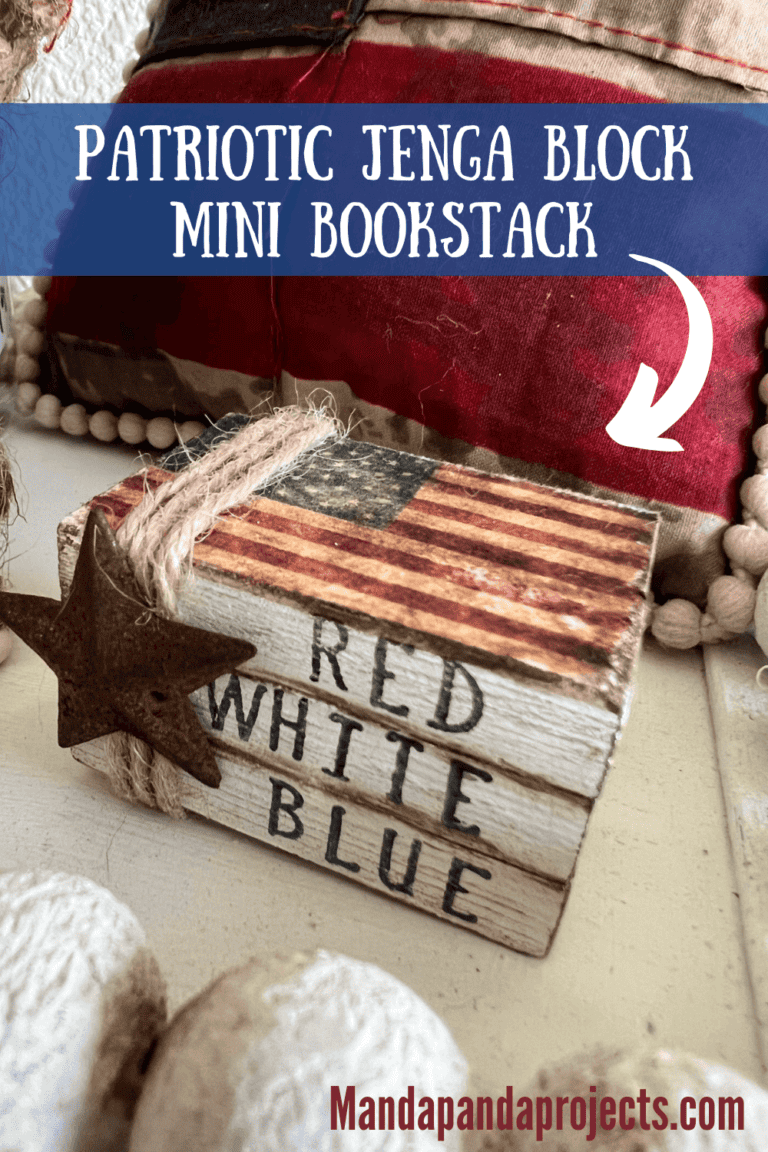 Patriotic Jenga Block Bookstack - Manda Panda Projects