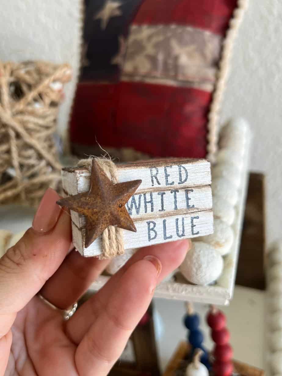 Patriotic Jenga Block Bookstack - Manda Panda Projects