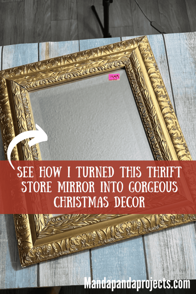 Upcycled gold thrift store mirror into an Etched Christmas Mirror with Armour Etch cream that says "Have yourself a Merry Little Christmas" made to look like a Hobby Lobby Copycat decor. Budget friendly DIY.