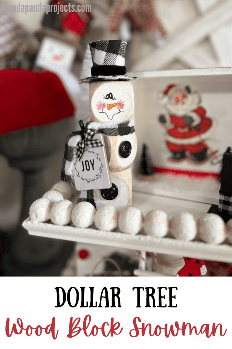 Dollar Tree Wood Block Snowman - Manda Panda Projects