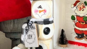 Hand Painted Snowman Mini Block Shelf Sitter - Tiered Tray Decor