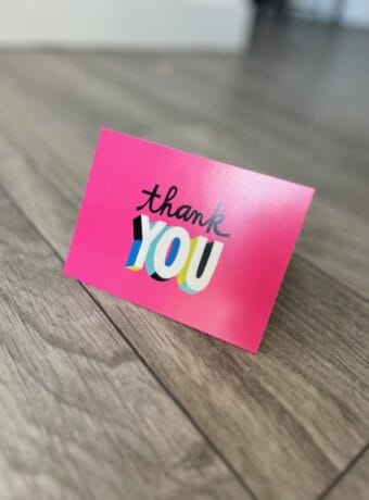 Pink Thank You Card.