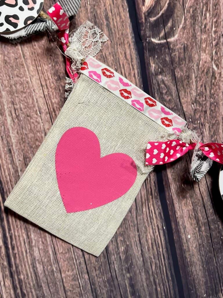 Pink Heart valentines day Dollar Tree fabric gift bag.
