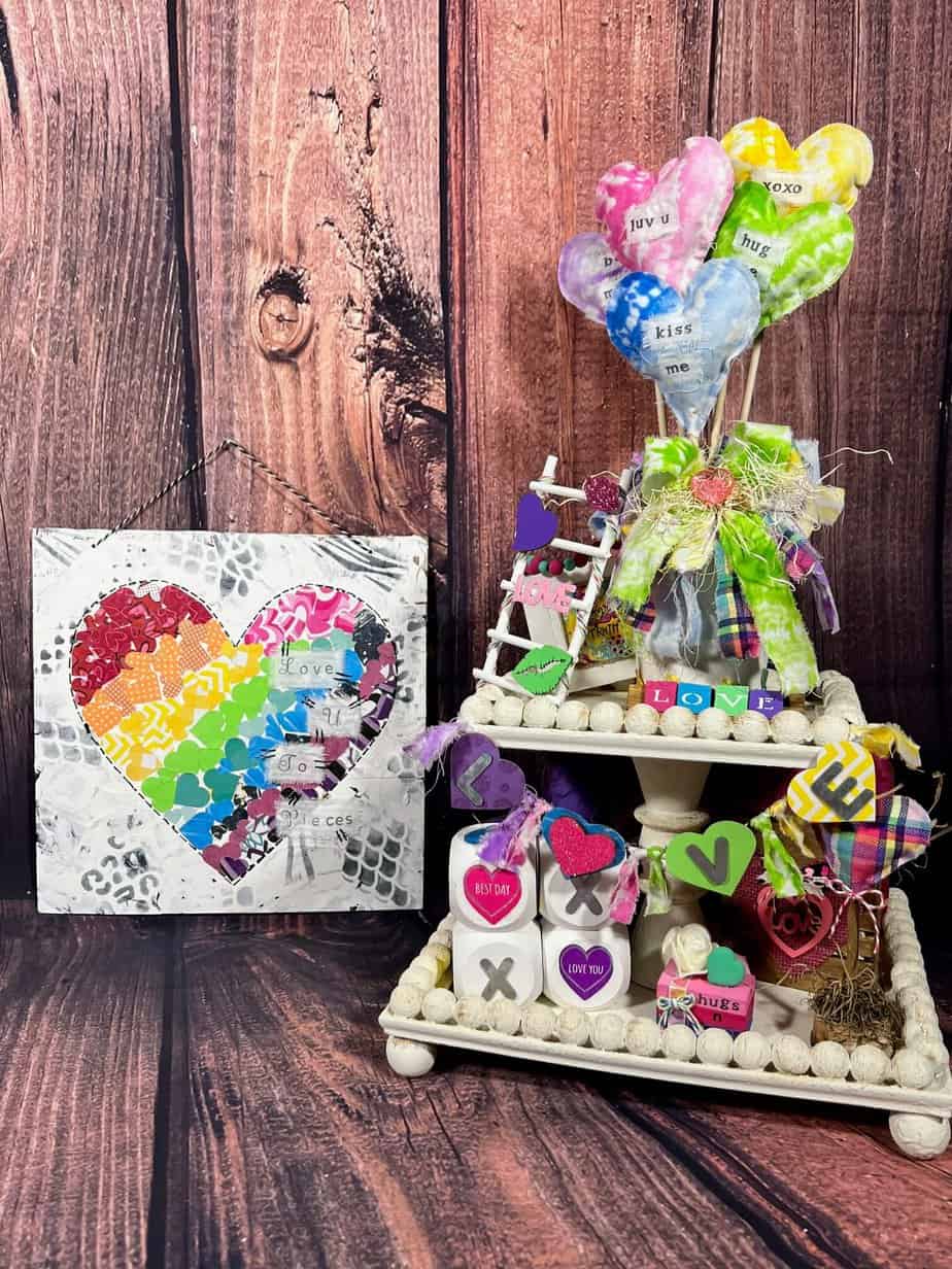 Rainbow Mixed Media Heart - Manda Panda Projects