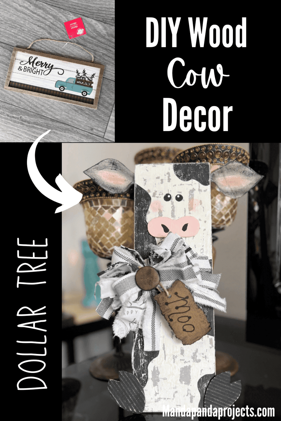 Wood Cow Decor - Manda Panda Projects