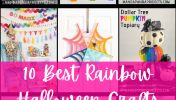 A collage of the 10 Best Rainbow Halloween Crafts.