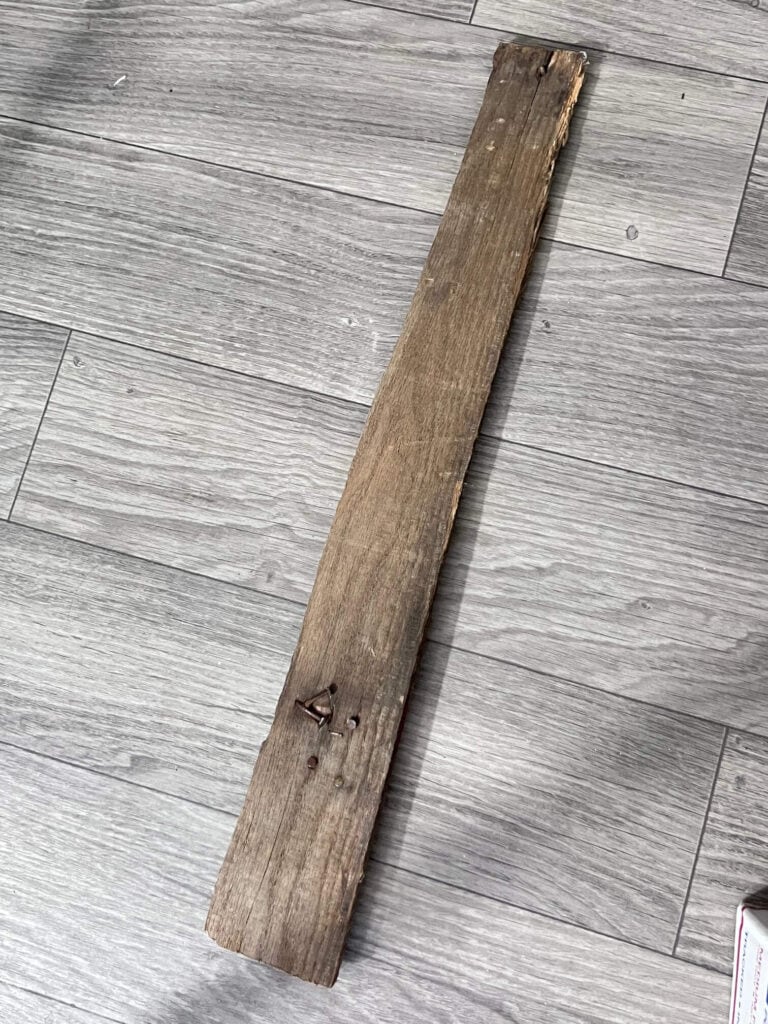 Scrap wood laying on the floor.