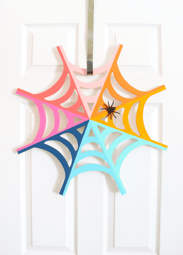 DIY Rainbow Spider Web Wreath for Halloween