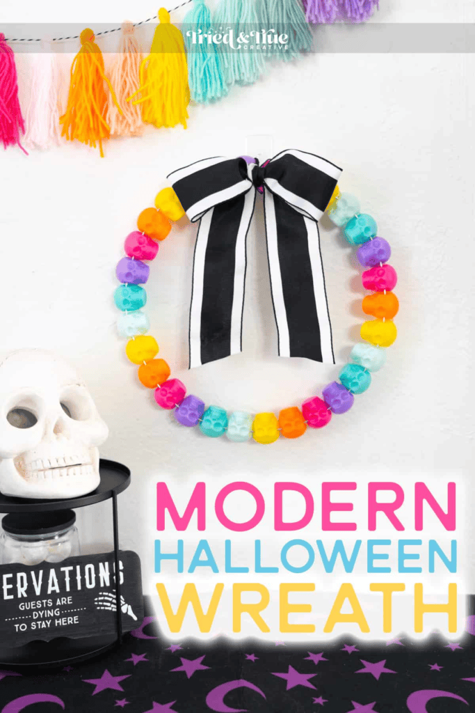 Colorful Modern Dollar Store Halloween Wreath Craft