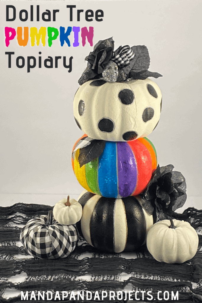 Dollar Tree Rainbow Pumpkin Topiary