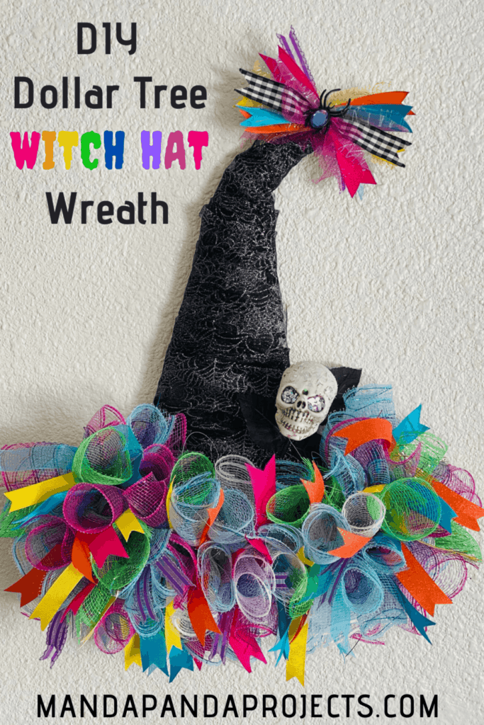 DIY Dollar Tree Rainbow Deco Mesh Witch Hat Wreath