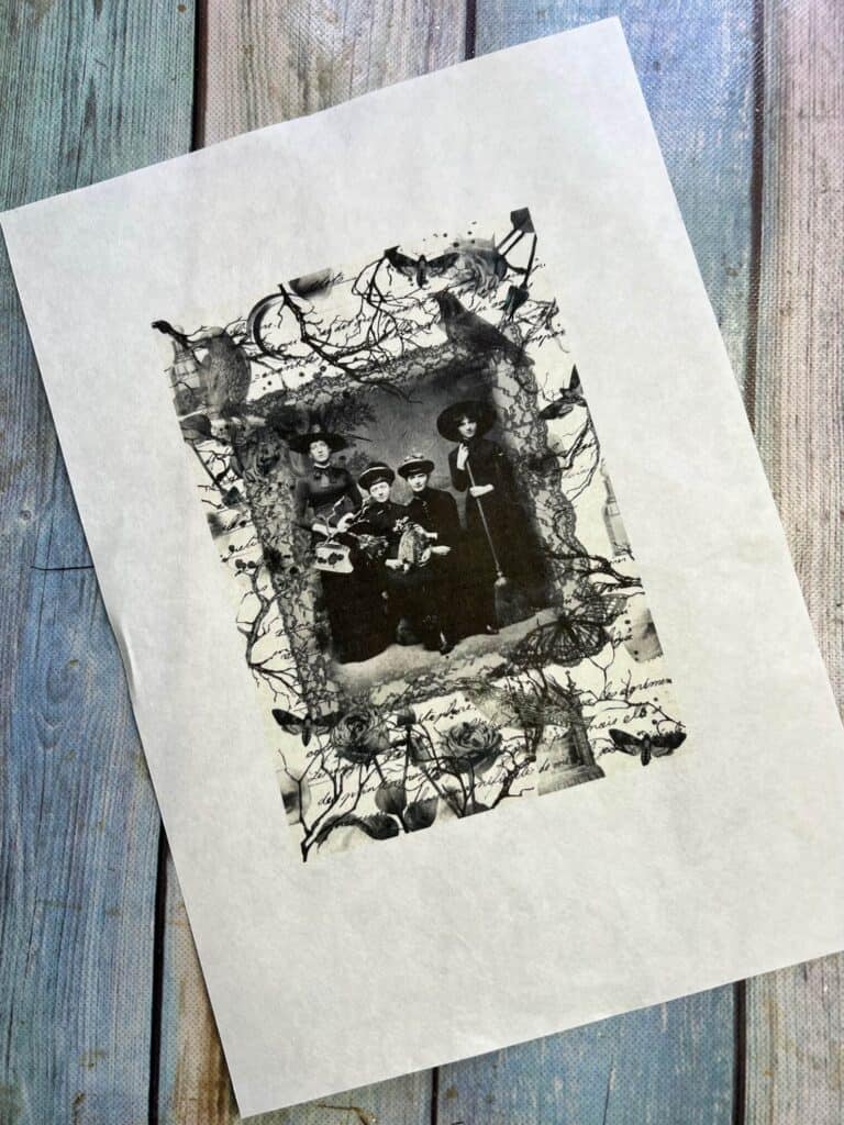 Real vintage witches rice paper print.