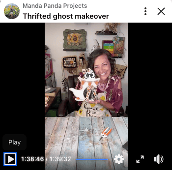 Amanda holding the completed project . a Facebook Live thumbnail