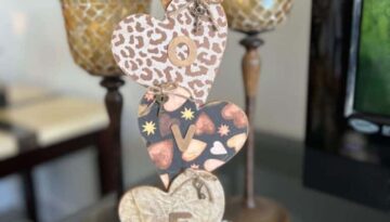 Neutral Stacked LOVE Hearts Decor for Valentines Day