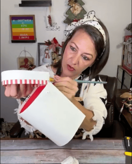 First things first, paint the mailbox all white so that the napkin shows up nice and vibrant. I left the inside red and the red and white striped portion of the front I left as well.