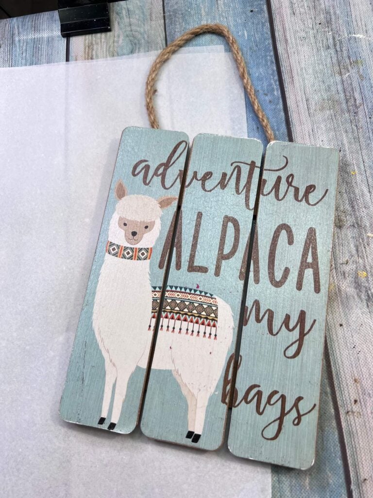 Wood pallet sign and white tissue paper for the background.