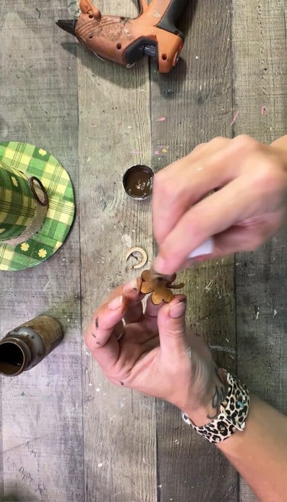 Staining a shamrock with Antique Wax.